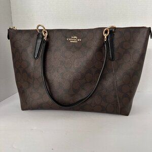 COACH AVA BROWN/BLACK LARGE TOTE BAG SIGNATURE C MONOGRAM
